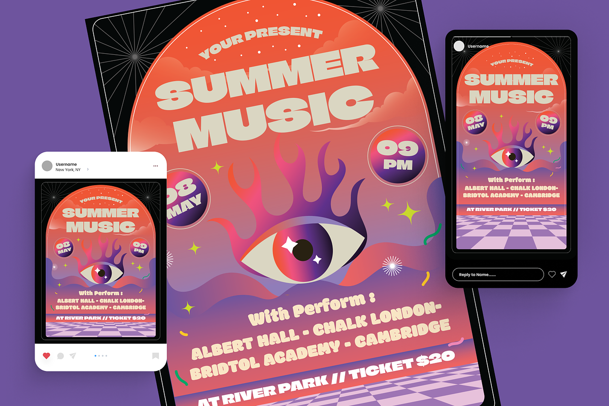 Psychedelic Music Festival Flyer, a Flyer Template by Annora Studio (Photo 5 of 6)
