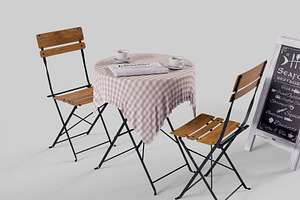 Street cafe objects, a Furniture 3D Model by happy brush