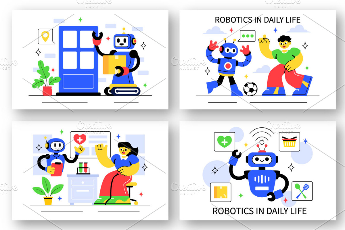 10 Robotics Daily Life Illustration, a Technology Illustration by denayunebgt (Photo 3 of 4)
