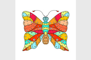 Vector Tangle Patterns Butterfly