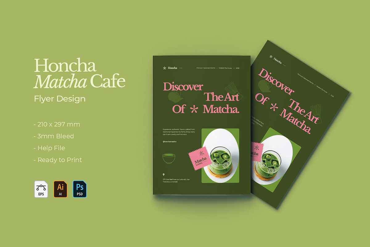 Honcha Matcha Cafe - Flyer, a Flyer Template by VUNIRA (Photo 2 of 3)