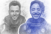 Blue Pen Sketch Photo Effect PSD, an Action Add-On by iHemalaya (Thumbnail 2 of 3)