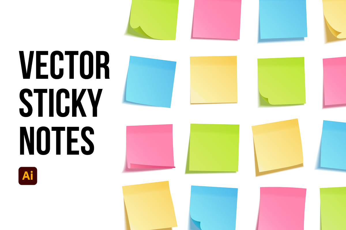 Vector Sticky Notes, an Object Graphic by Loudoun Design Co.