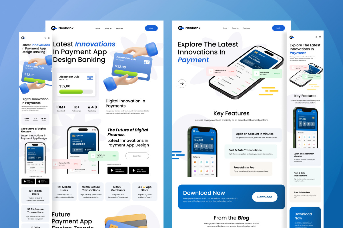 NeoBank – Clean Finance Landing Page, a Landing Page Template by trabaskriya (Photo 4 of 5)