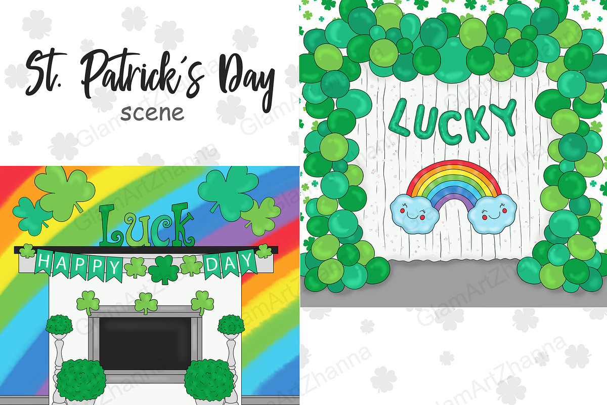 Happy St Patricks Day Clipart, a Seasonal Illustration by GlamArtZhanna (Photo 2 of 3)