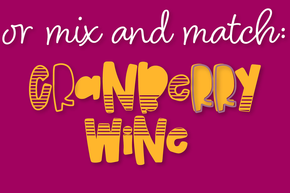 Cranberry Wine - Stripe Font Family, a Font by CraftyLittleNodes (Photo 10 of 10)