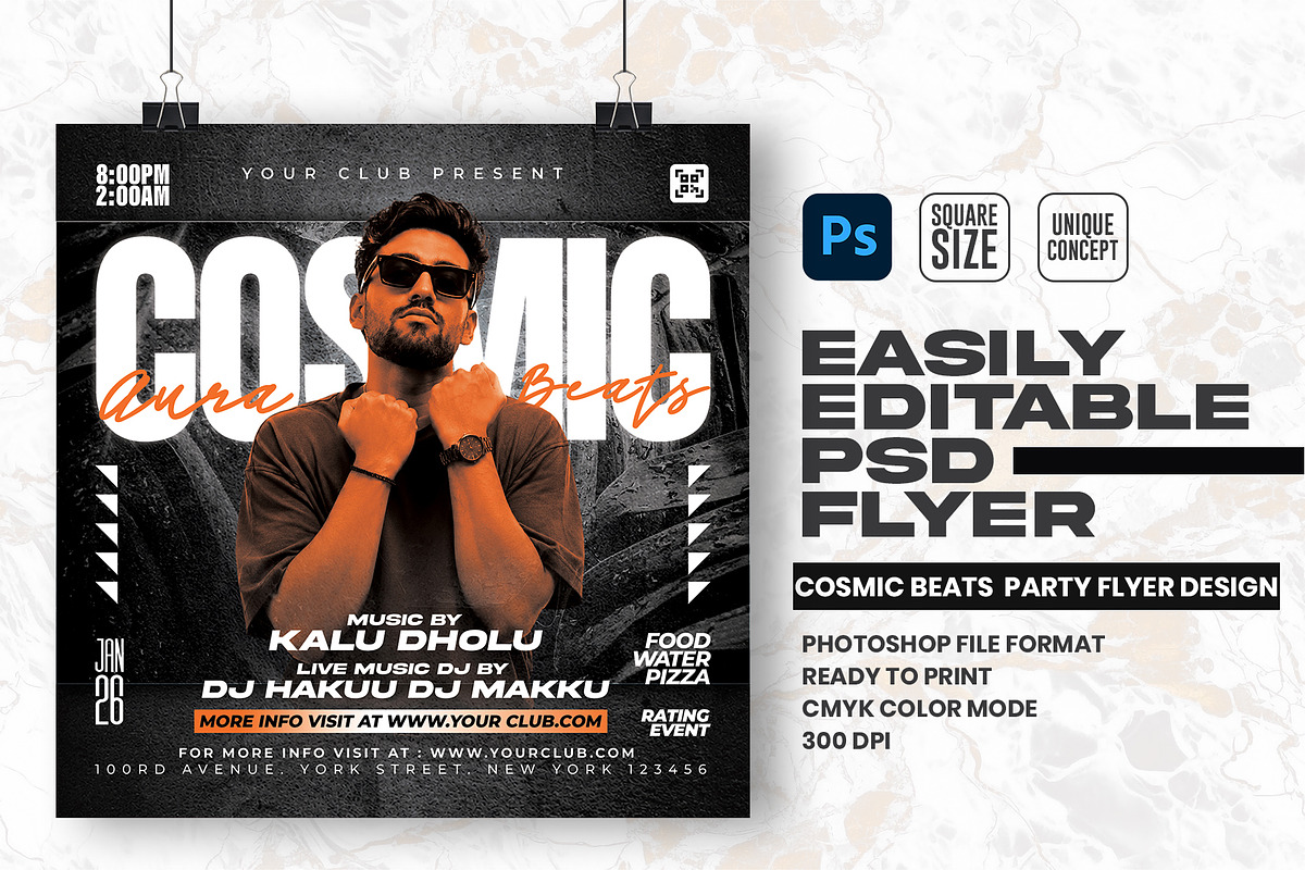 Cosmic Beats Party Flyer Design, a Flyer Template by Shajib Shikder (Photo 1 of 2)