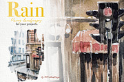 Watercolor Rain Clipart Set, a Seasonal Illustration by ArtCreationsDesign (Thumbnail 11 of 12)