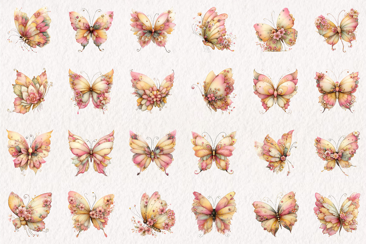 Whimsical Spring Butterfly Clipart, an Illustration by CreationArt (Photo 2 of 10)