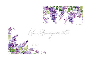 Watercolor Lilacs Violet Flowers