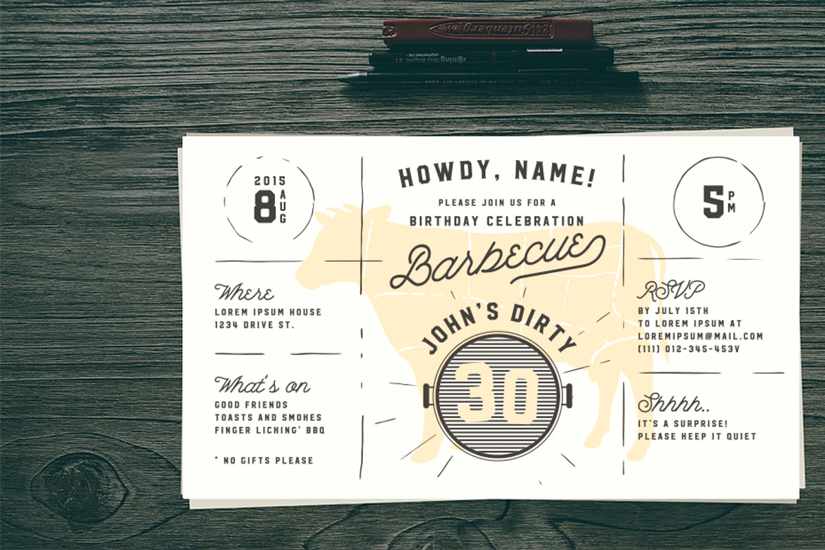 Dirty 30 birthday BBQ invitation, an Invitation Template by 1baranov