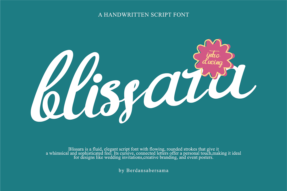 Blissara a Script Font, a Script Font by Berdansabersama (Photo 1 of 9)