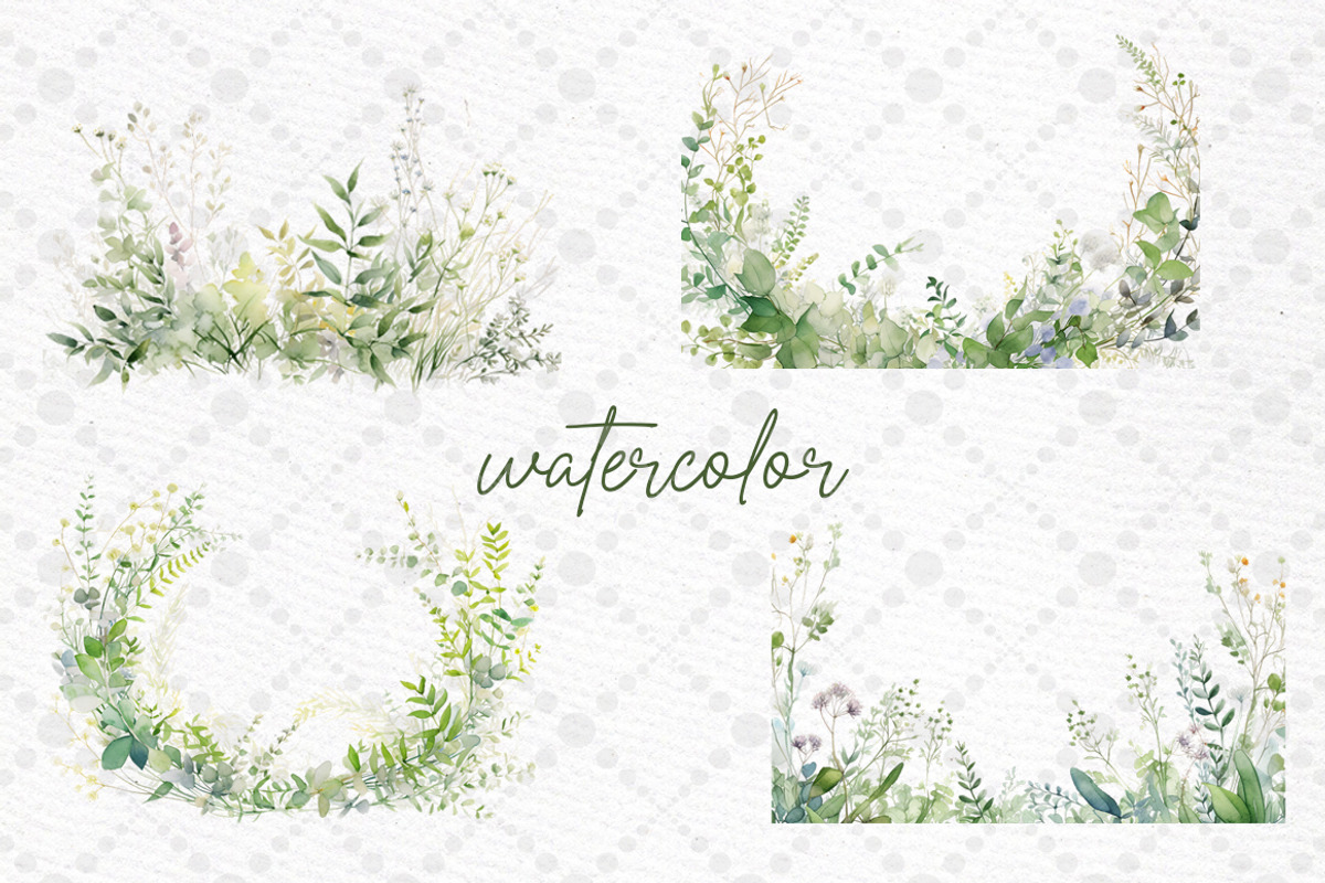 Greenery Watercolor Clipart, a Decorative Illustration by LeCoqDesign (Photo 2 of 5)