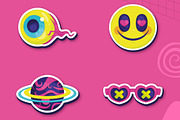 Psychedelic Sticker Neon Set, a Templates & Theme by studiogstock (Thumbnail 2 of 4)