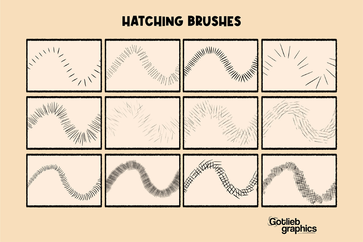Procreate Hatching Brushes, Pattern, a Brush Add-On by Gotlieb Graphics (Photo 4 of 5)