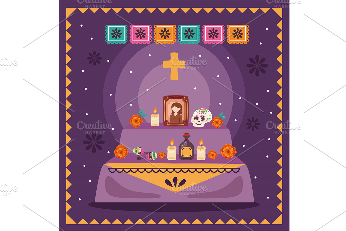dia de los muertos altar, an Illustration by studiogstock