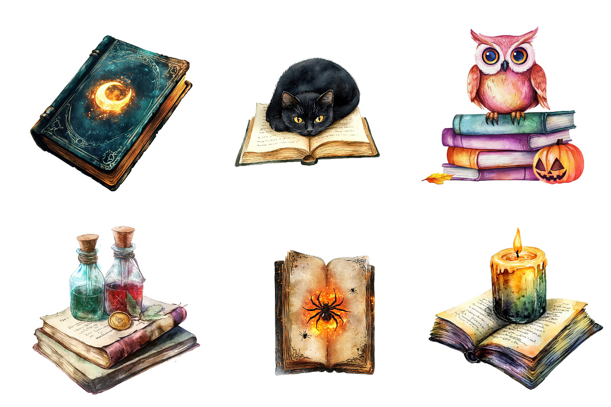 Books & Halloween Clipart, an Illustration by CreationArt (Photo 2 of 4)