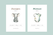 Baby Birth Announcement Cards, a Card Template by Filip Studio (Thumbnail 1 of 2)