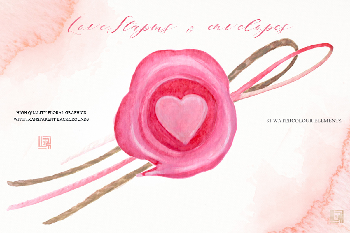 Love stamps, envelopes, a Texture Illustration by LABFcreations (Photo 2 of 7)