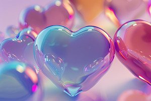 Group of transparent colorful hearts, an Abstract Photo by AlyaAnd