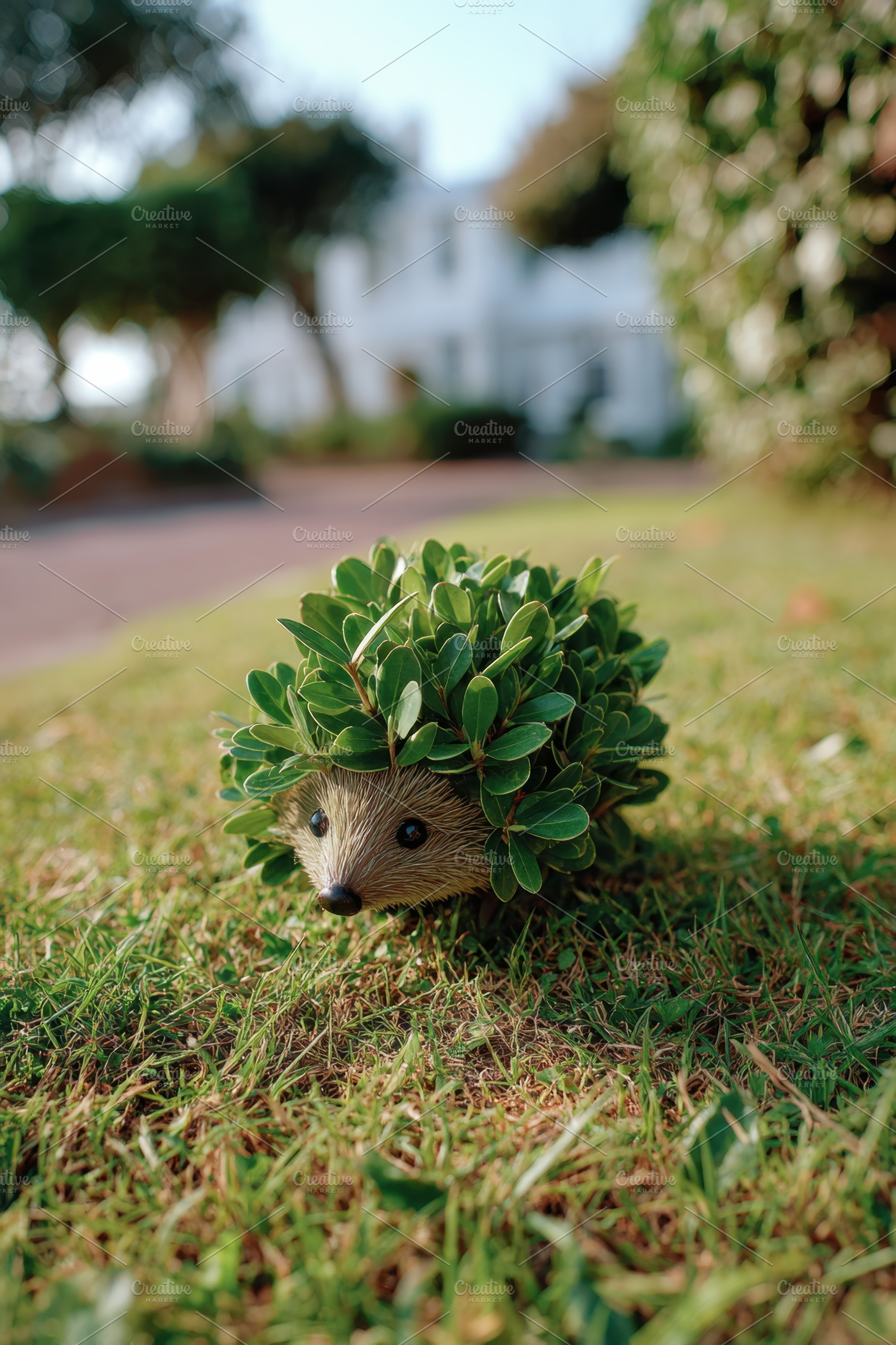 Topiary sculpture of a hedgehog made from green bushes, a Nature Photo by AlyaAnd