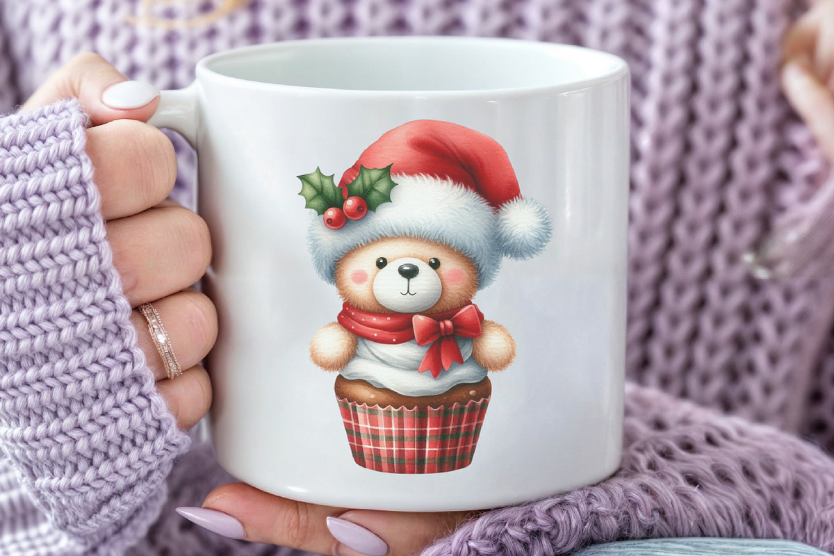 Cute Christmas Animal Cupcake Bundle, a Seasonal Illustration by Rose Art (Photo 4 of 5)