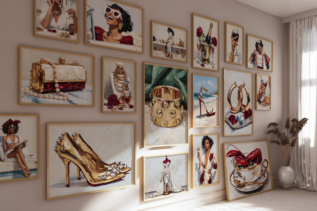 A Black Woman’s Luxury Wall Art Set, an Illustration by PrintablesByFranklyn (Photo 1 of 7)