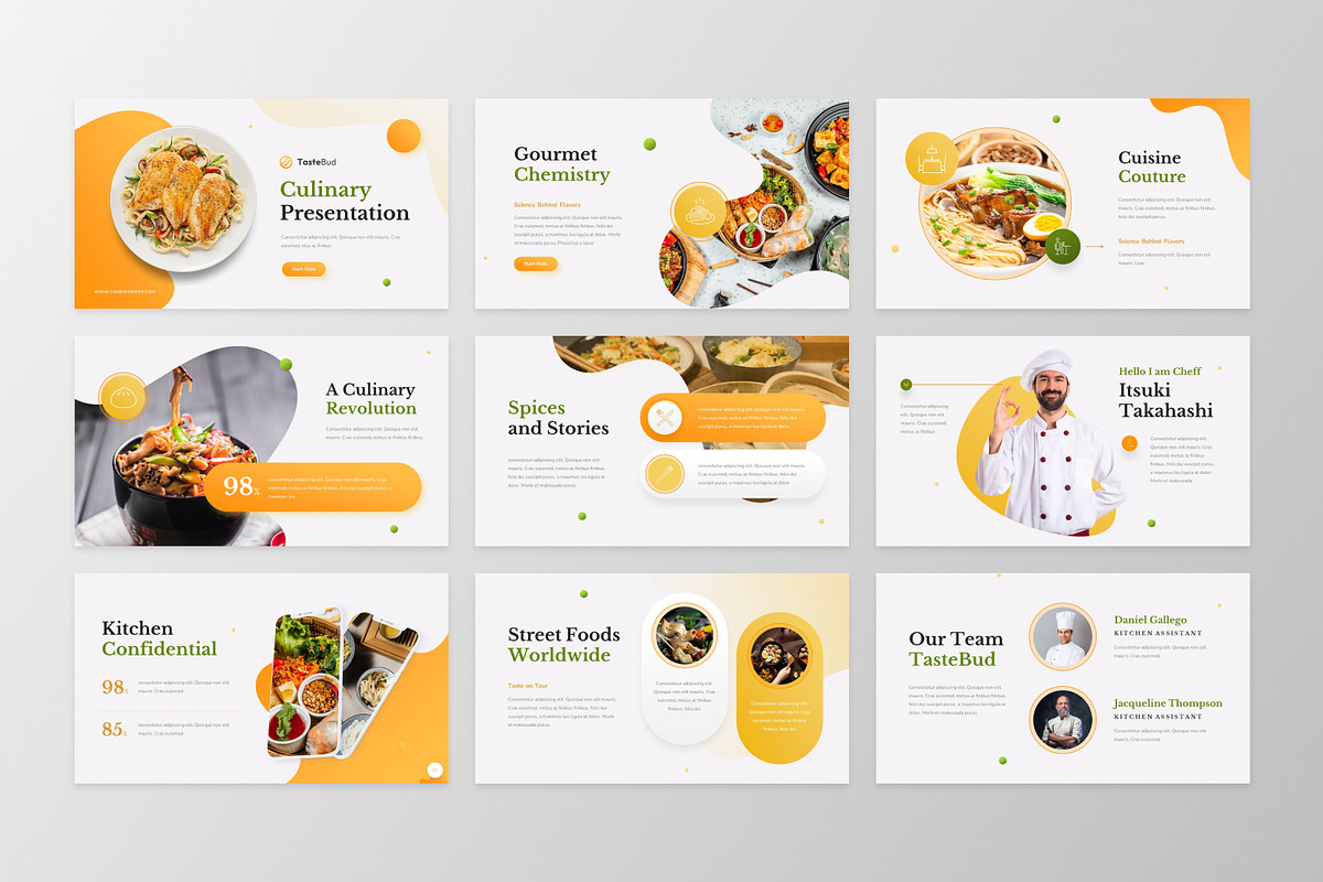 TasteBud - Culinary PowerPoint, a Presentation Template by GraphauseProject