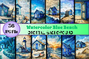 Watercolor Blue Beach Digital Papers, a Photo by Wow Magic (Thumbnail 1 of 2)