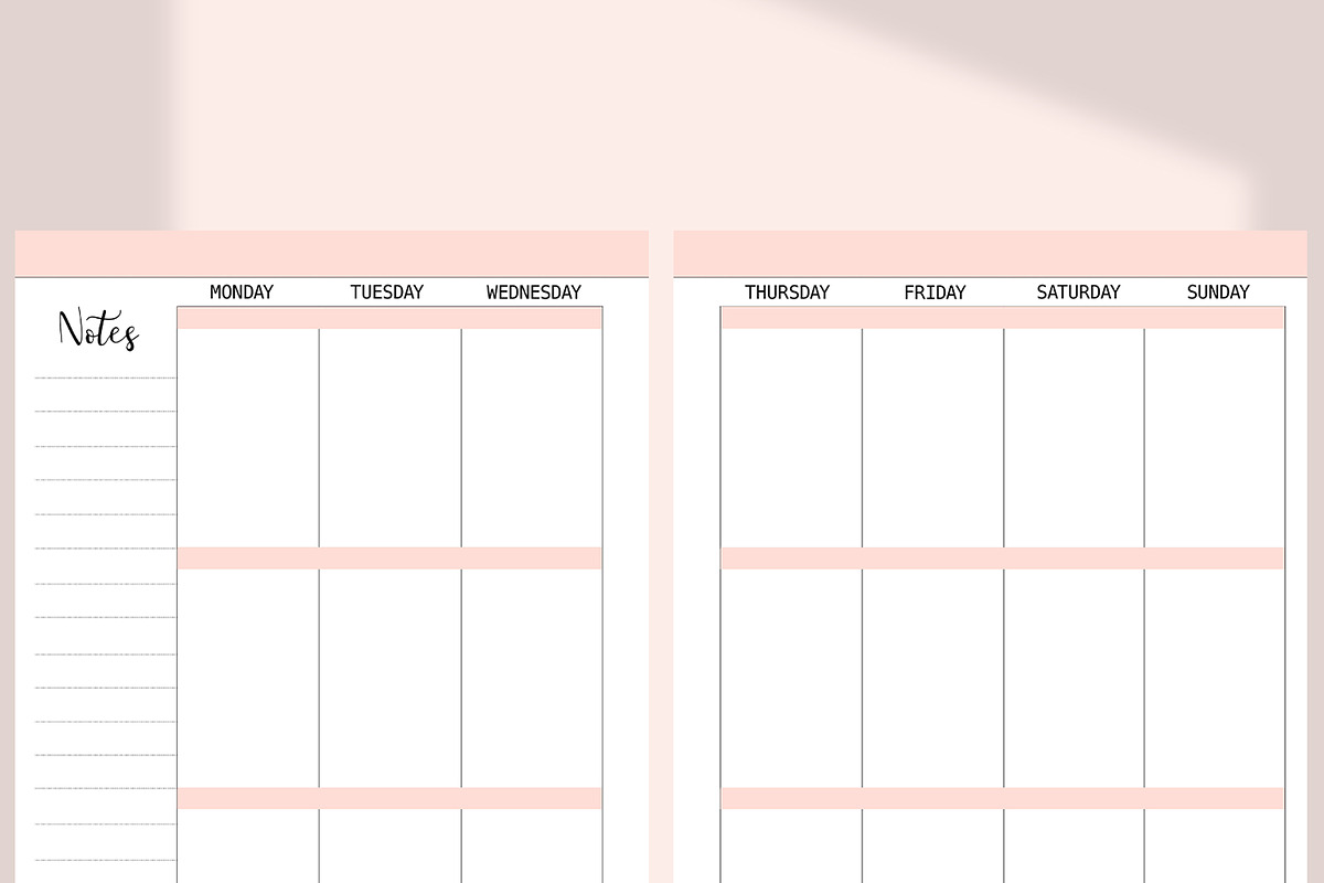 Weekly Planner Inserts 8.5x11 Pink, a Stationery Template by EasyLifePlanners (Photo 3 of 3)