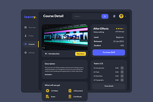 Learny - Online Course Dashboard