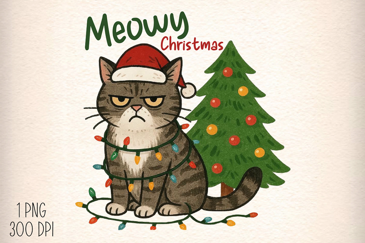 Meowy Christmas PNG, an Illustration by Daily.Designs (Photo 1 of 5)