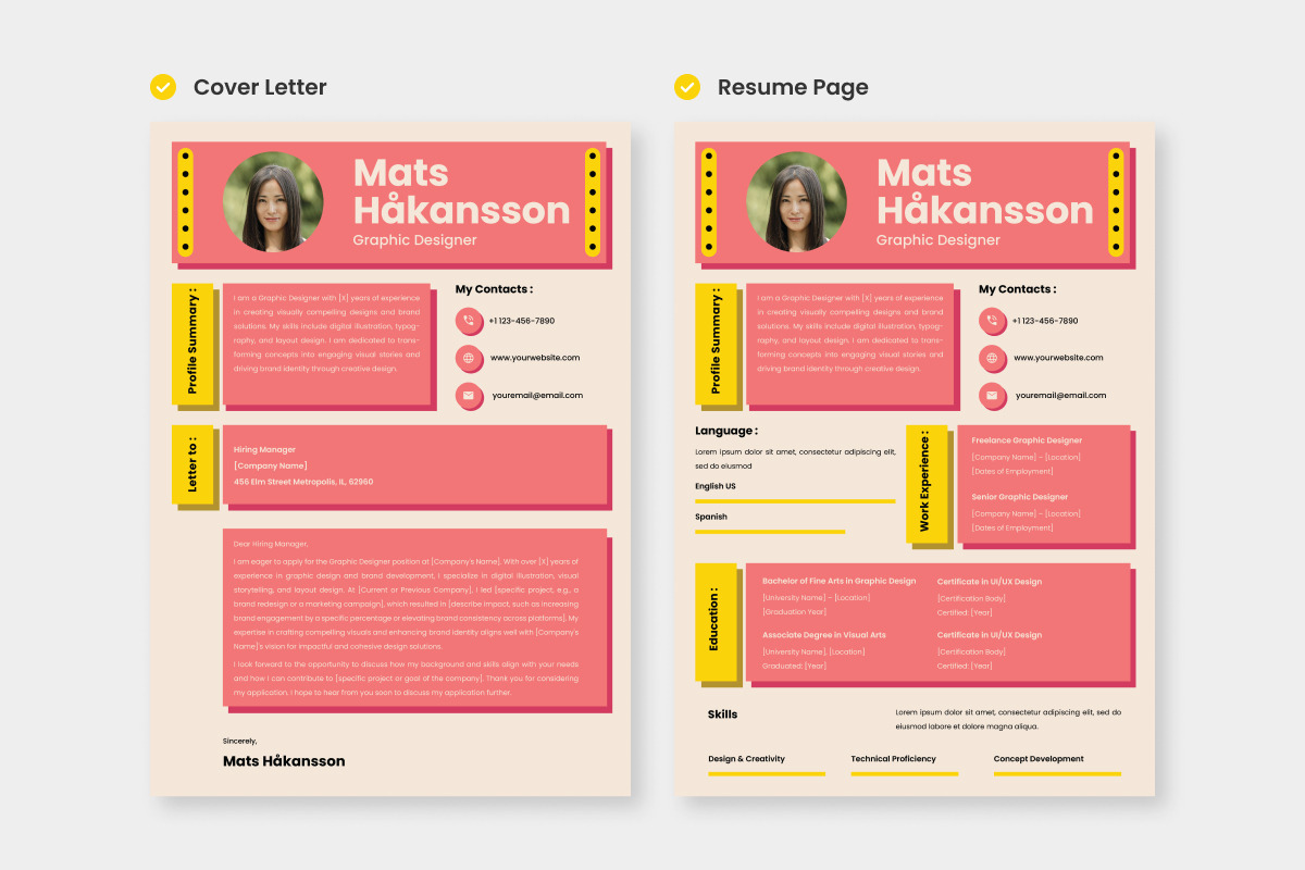 CV Resume Graphic Designer V1, a Resume Template by productype1 (Photo 2 of 3)