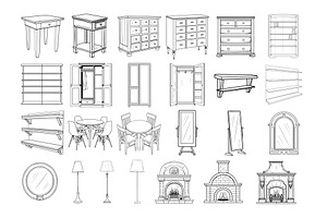 50 Furniture Procreate Stamps Brush