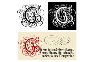 Decorative Gothic Letter G. Uncial