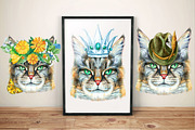 Portraits of Maine Coon cat, an Animal Illustration by Watercolor fantasy (Thumbnail 5 of 6)