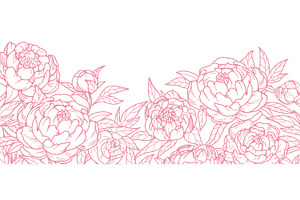 Peony Flowers, Cards Backgrounds Set