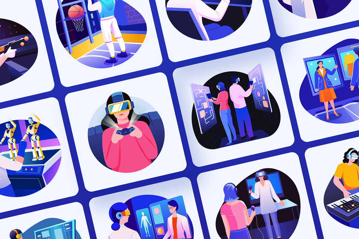 AR and VR Technology Art Set, a Technology Illustration by Brickclay (Photo 5 of 9)