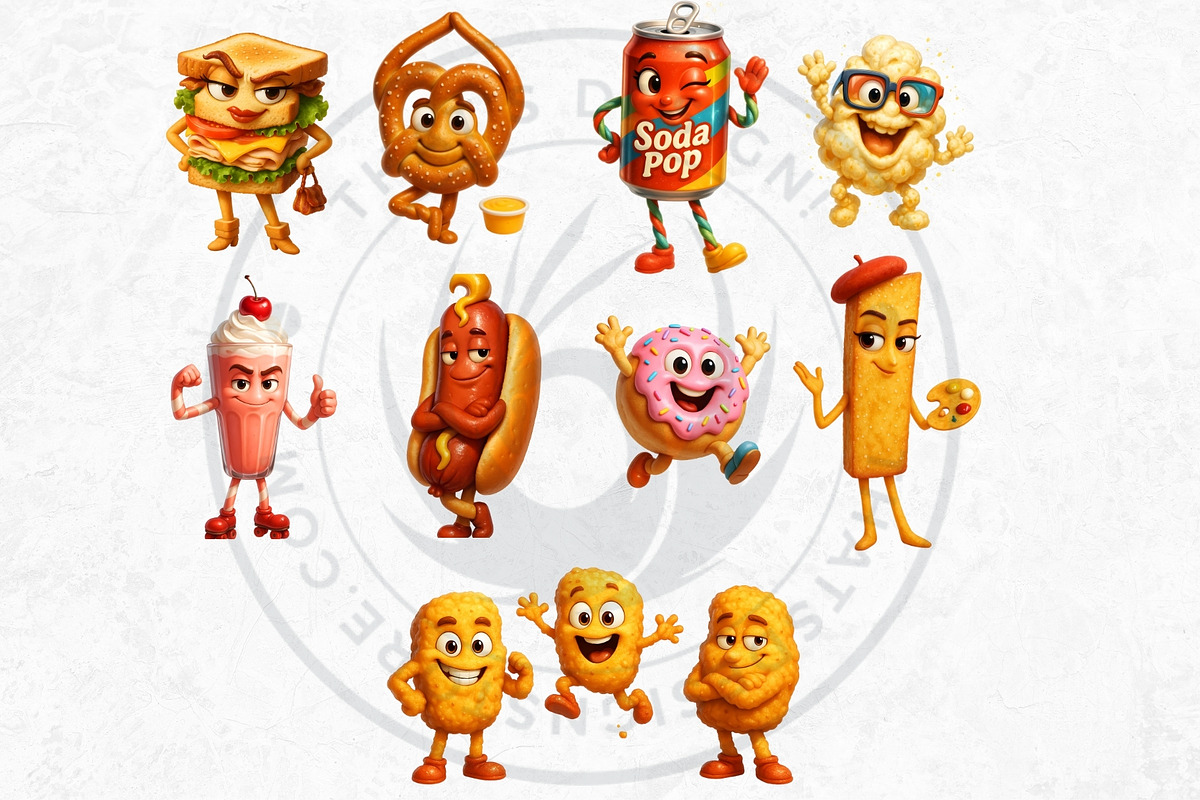 Funny Junk Food Character Cliparts, a Food Illustration by ThatsDesignArt (Photo 11 of 11)