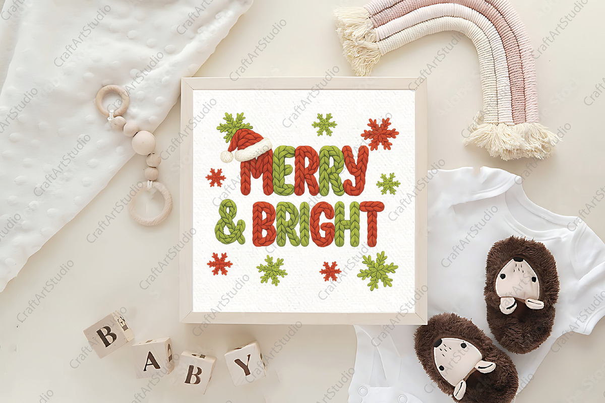 Merry and Bright Png Yarn Christmas, an Illustration by CraftArtStudio (Photo 4 of 4)