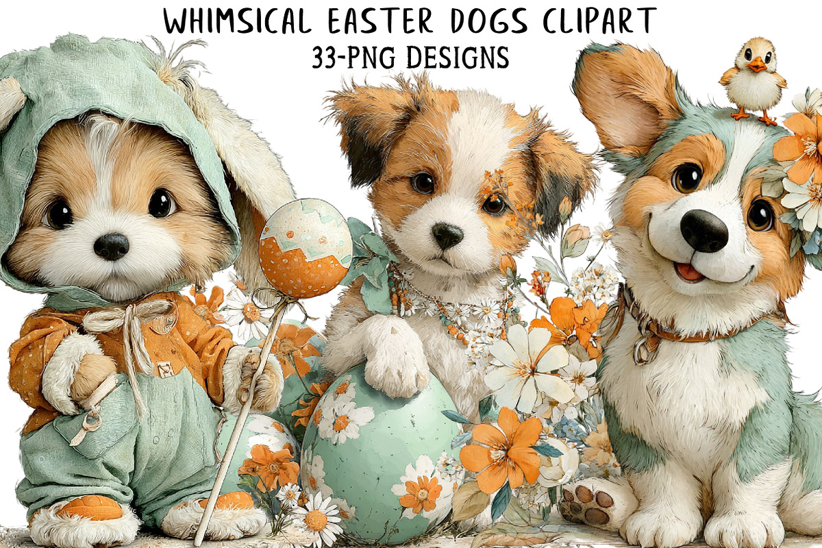 Whimsical Easter Dogs Clipart, an Illustration by Daily.Designs (Photo 1 of 7)