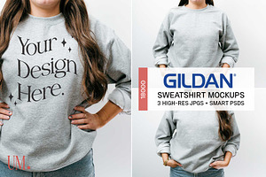 Sport Grey Gildan 18000 Mockup x3