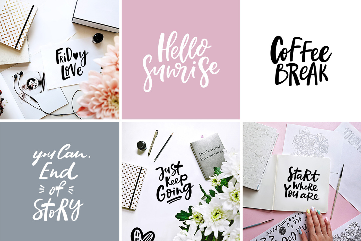 200 handlettered quotes, a Social Media Template by piyacler (Photo 2 of 9)