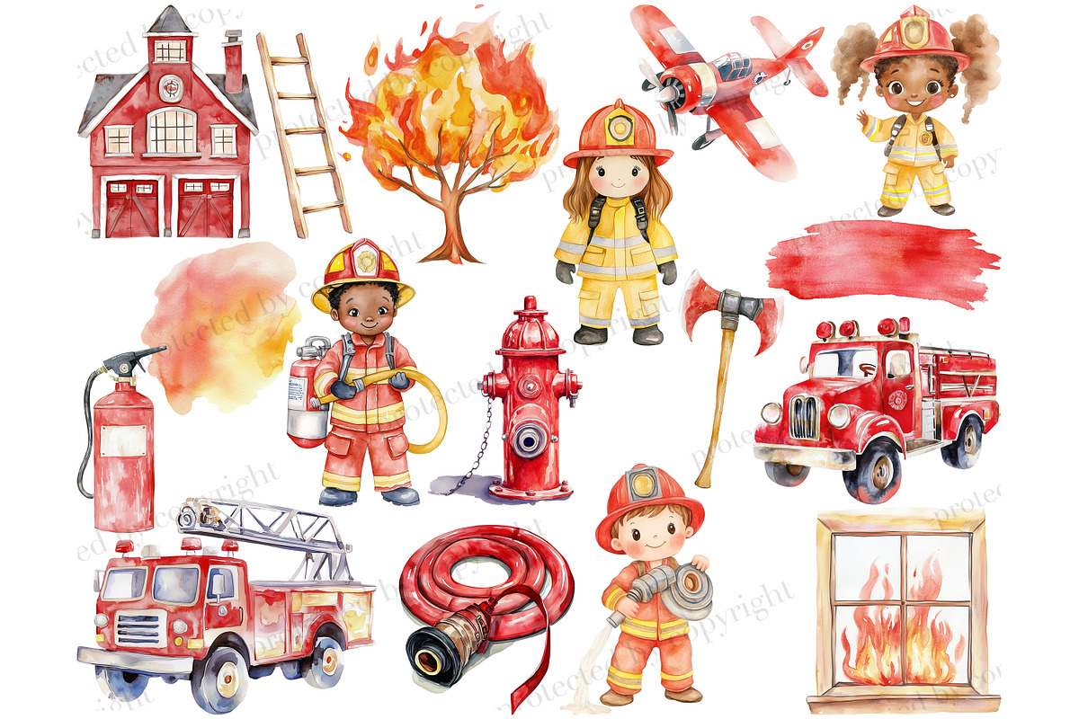 Firefighters Clipart, a Person Illustration by GlamArtZhanna (Photo 4 of 6)
