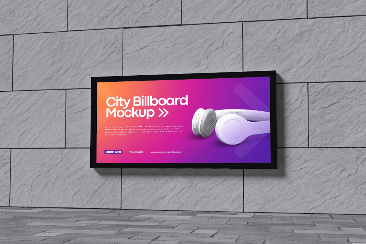 City Billboard Mockup, an Advertising Mockup by Pikachudesign (Photo 5 of 5)