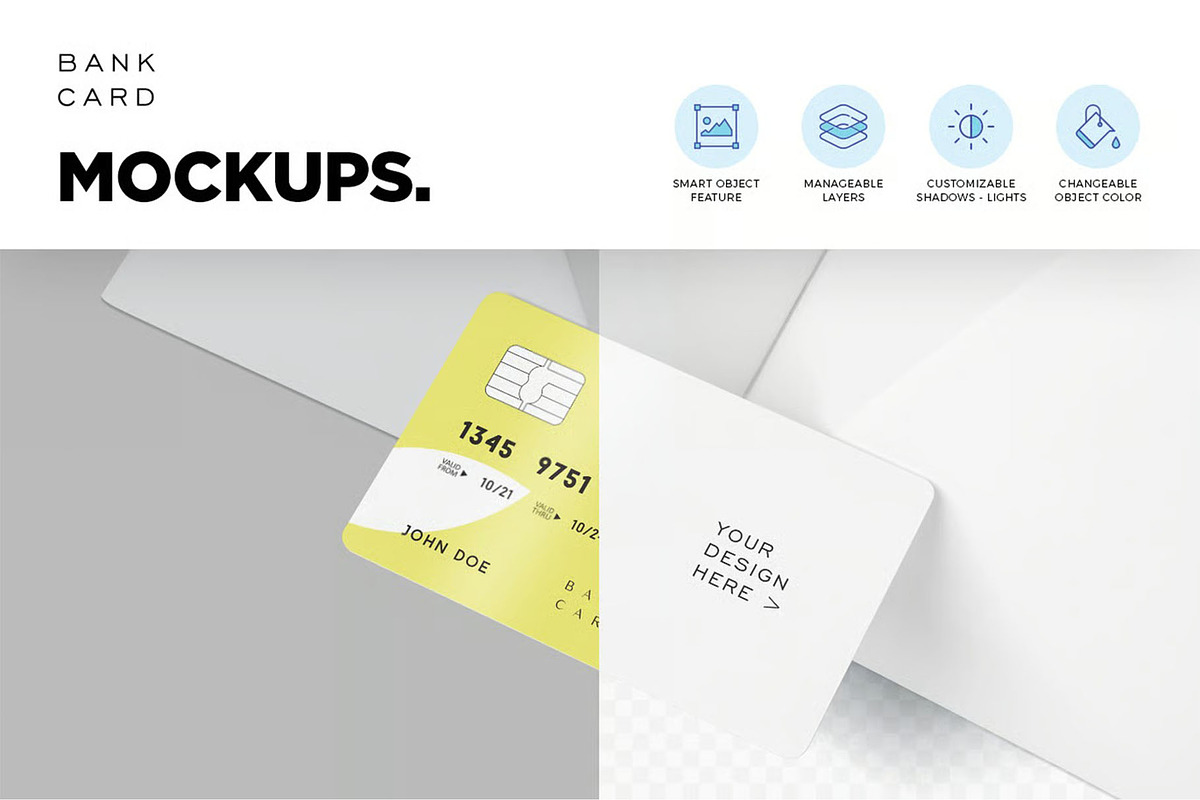 5 Bank Card Mockups, an Advertising Mockup by megostudi0 (Photo 6 of 7)