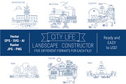 City Skyline Line Art Graphic Kit, an Education Illustration by Pingebat (Thumbnail 4 of 4)