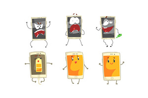Cartoon Smartphone Device Having, a Technology Illustration by TopVectors