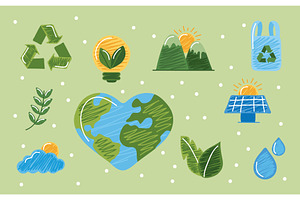 Sustainable symbol set, an Object Illustration by studiogstock