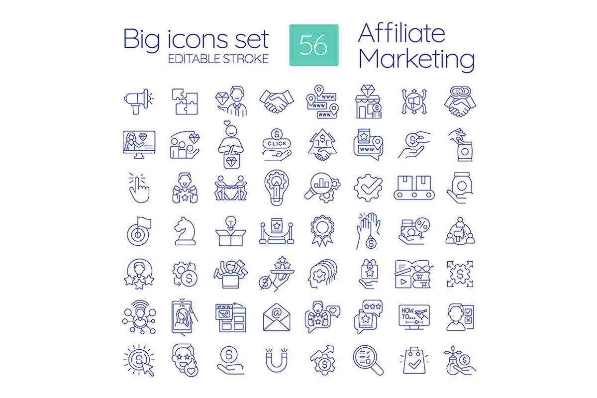 Affiliate marketing linear icons set, an Icon by IMG Visuals